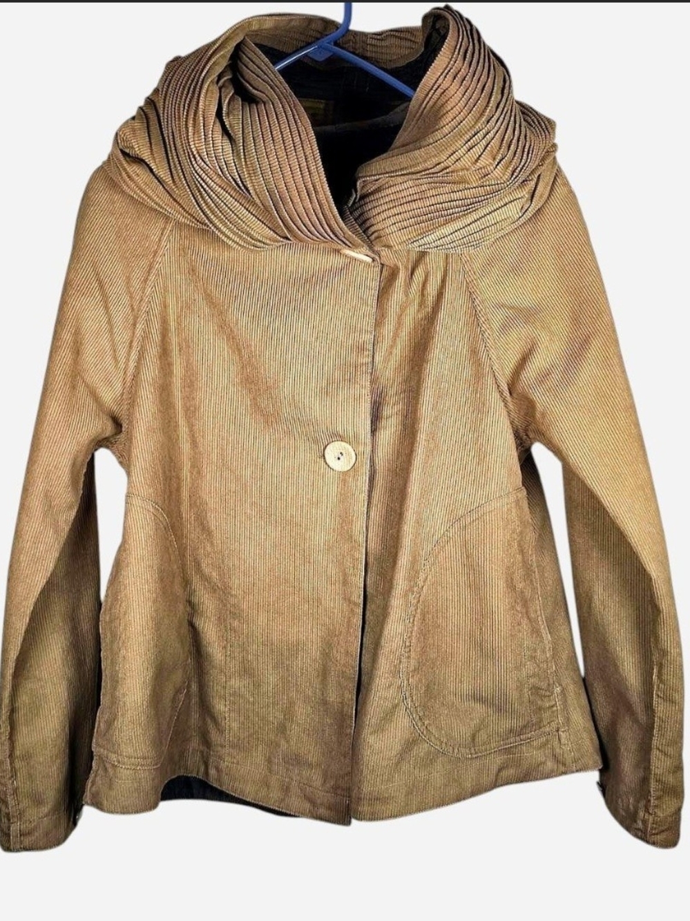 Vintage Lindi Artsy Reversible Corduroy Abstract Print Cowl Neck Jacket Medium